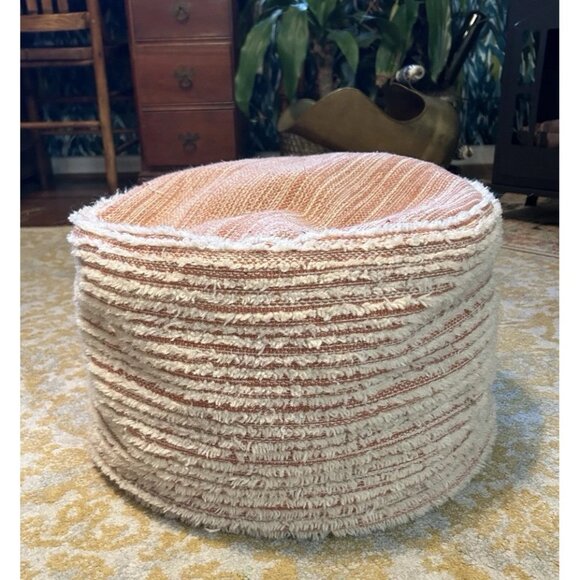wayfair Other - Round Ottoman Boho Poof Pouf Foot Rest Wayfair Gracie Oaks Medina Coral Cream